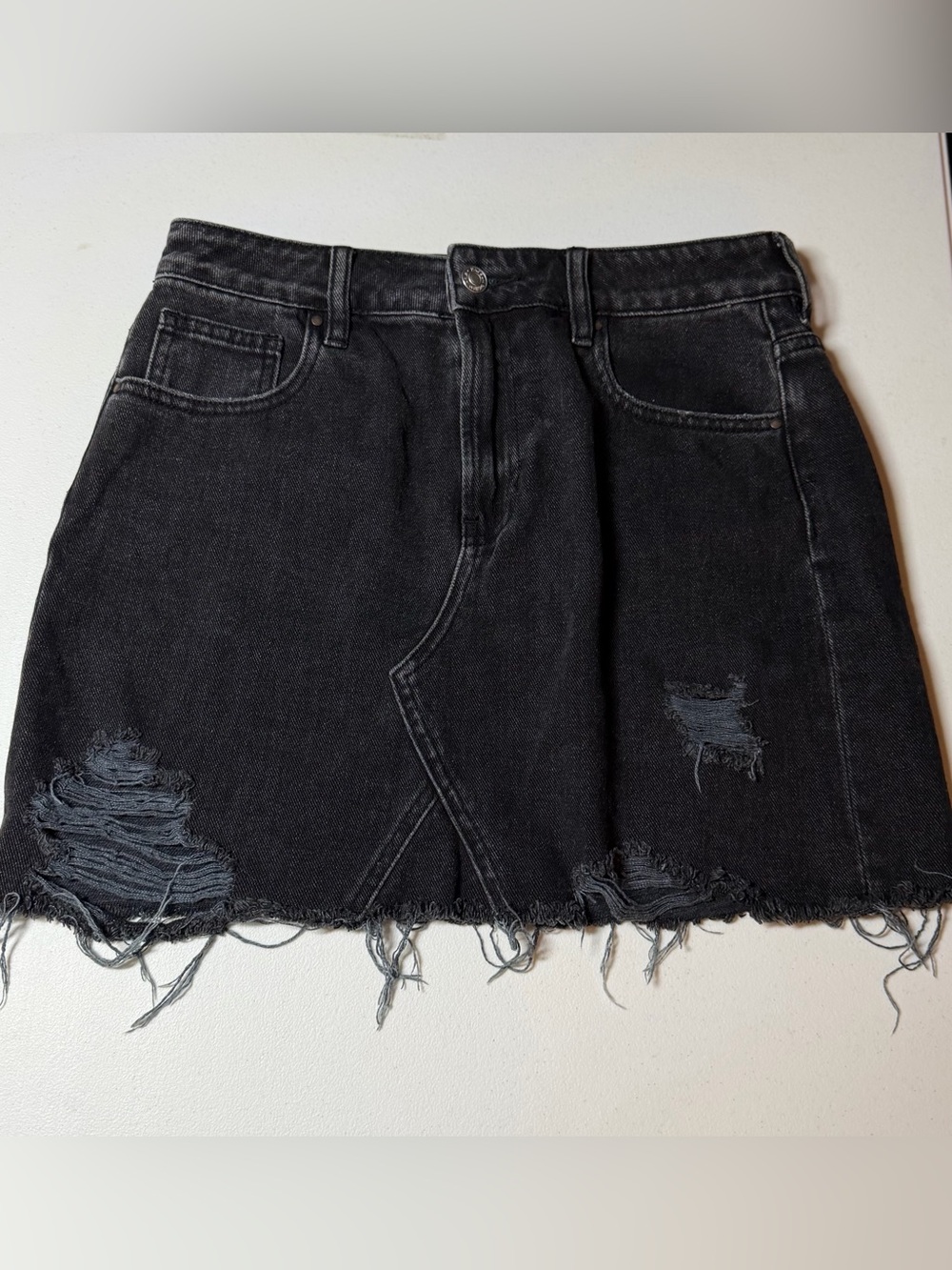 PacSun Black Distressed Denim Mini Skirt
